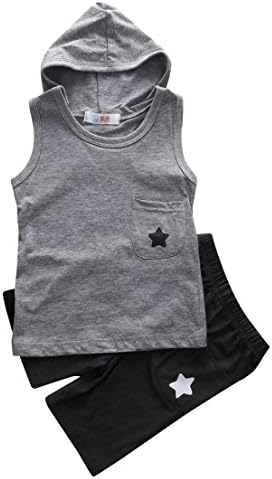 Sleeveless Baby Girls Boys Vest Tops+Shorts Pants 2 pcs Outfits 2-7 years (6t, gray)