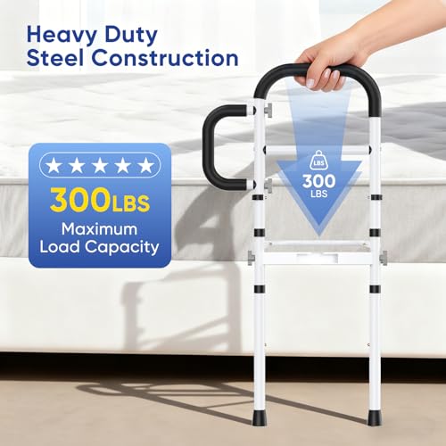 Hoyiyobi Senior Bed,Height Adjustable Grab Bar Get Out of Bed,Handles for Seniors