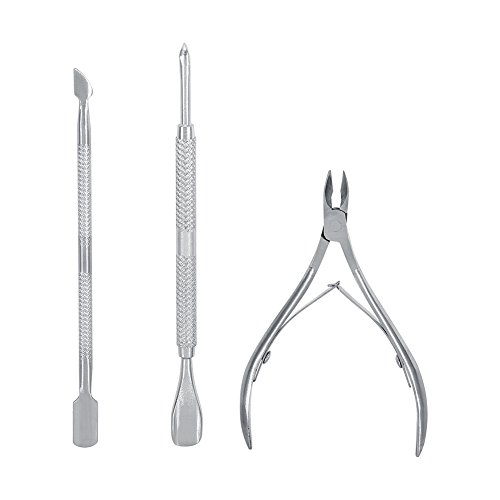 Ruiqas Nail Art Spoon Set, Nail Stainless Steel Cuticle Spoon Pusher Remover Nipper Clipper Cut Cutter - Thumbnail 6