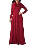 SCORP Womens Cowl Neck Long Sleeve Fit and Flare Full Length Maxi Formal Party Dress