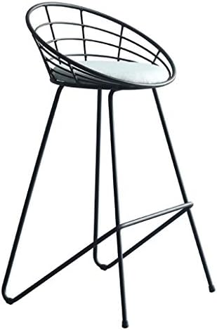 YANEI Counter Height Metal Bar Stool With Back For Indoor-Outdoor Kitchen Counter Bar Stools Sturdy Metal Frame Bar Chair, Upholstered Bar Seat - Modern Casual Style
