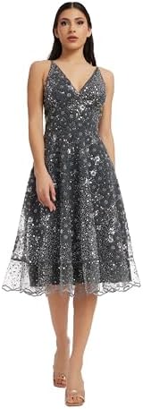 Amazon.com: Dress the Population Women's Blair Plunging Fit and Flare Midi Dress  Dress, Navy/Nude, XXS : Clothing, Shoes & Jewelry