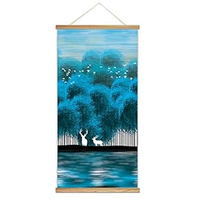 Wooden Framed Hanging Poster Nordic Style Nature Landscape Wall Picture Canvas Artwork for Home Decoration Ready to Hang - 18"x36"