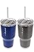 reduce COLD-1 Vacuum Insulated Thermal Tumbler with Two Extra Straws, 30oz - Satin Grey & Blue (2 Pack)