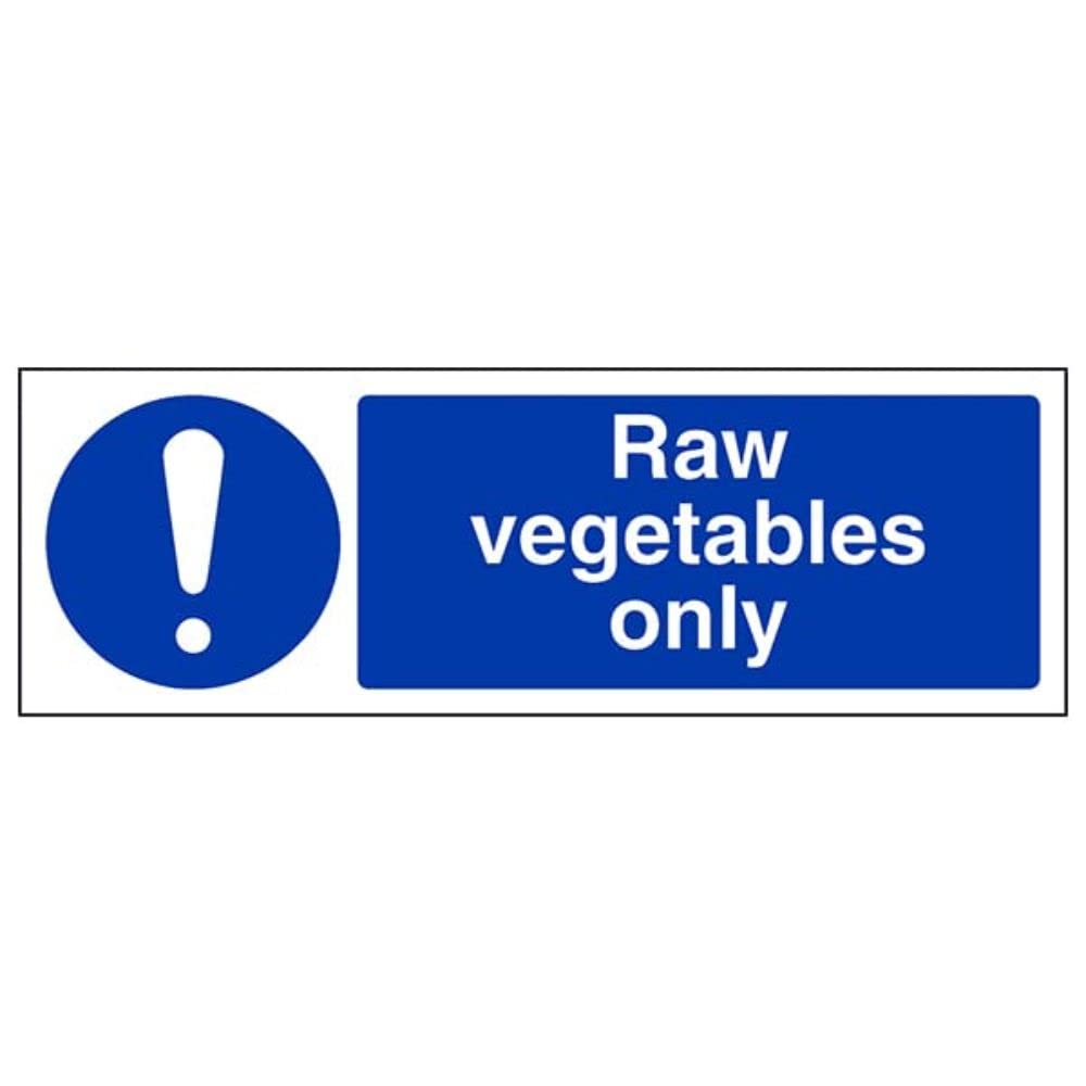 V Safety Raw vegetables only-300x100mm-Magnetic Safety Sign