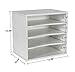 PAG Office Supplies Desk Organizer Wood File Mail Sorter with 3 Adjustable Drawer Boards, White