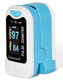CONTEC CMS50NA Fingertip Pulse Oximeter OLED Blood Oxygen Saturation Monitor with with Carrying Case Lanyard Blue