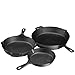 Bruntmor 8, 10 and 12 Inch Pre-Seasoned Frying Pan Set of 3, Oven Safe Skillet, Grill Pan Set, Nonstick Cookware with Side Drip Lips, Black