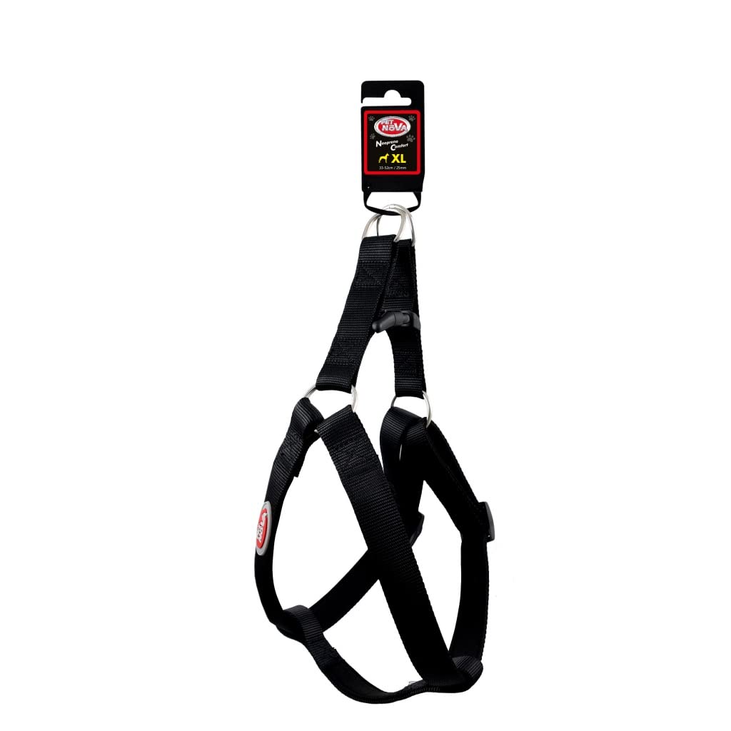 Pet Nova Adjustable nylon suspenders with neoprene lining NEOPRENE COMFORT size XL - 2,5cm (47-68cm), black, HA-NEO-BLACK-XL