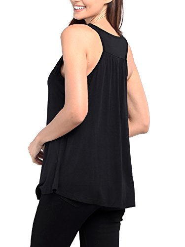 Helloacc Women Tank Tops Loose Fit,Round Neck Summer Activewear Tank Tops No Built in Bra Modern Spaghetti Strap Tunics Casual Loose Tank Tops for Women Ladies Tunic Tops Petite Size Black M