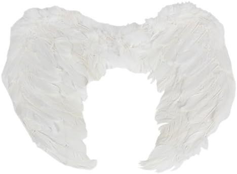 Tongyin Angel Feather Wings Christmas Carol Costume Accessory + Free Head-Ring (S, White)