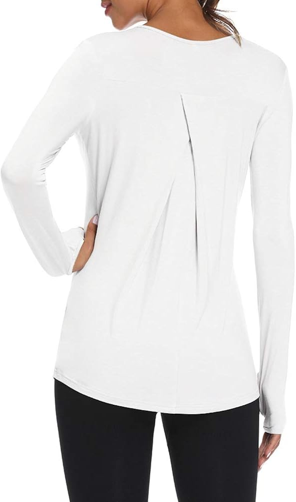 Mippo Long Sleeve Workout Shirts Yoga Athletic Tunic Tops with Thumb Hole at  Women’s Clothing store