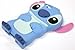 Bukit Cell ®Case Bundle - 5 Items: Blue 3D Cute Animal Cartoon Stitch Silicone Case for iPhone SE 5S+ BUKIT CELL Cloth +Stitch Figure Plug Stylus Pen + Screen Protector + Metallic Stylus Touch Pen