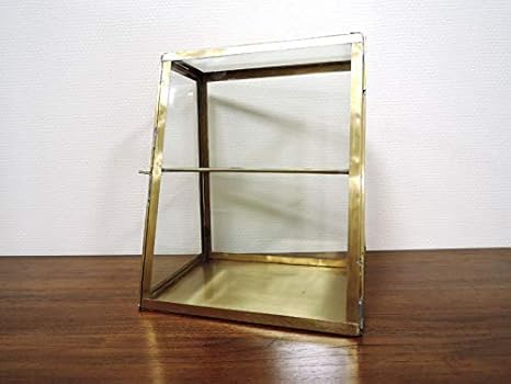 Amazon ブラス ガラスコレクションケース L ゴールド ガラス アクセサリー ストレージボックス アンティーク ディスプレイ ショップ おしゃれ インテリア アジアン雑貨 収納用品 オンライン通販
