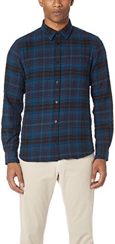Norse Projects Men's Osvald Texture Check Shirt, Navy Check, Large