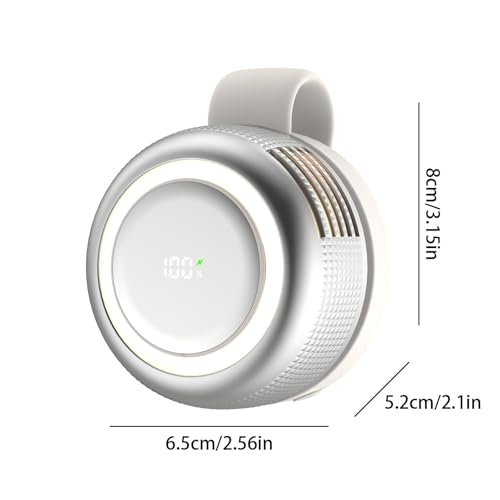 TFQXA1Z Ultra-Quiet Bladeless Clip-On Fan, 360° Rotatable Personal Fan with Digital Display, 5-Speed Rechargeable Mini Fan for Home, Office, School, Summer Gift (White)