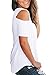 Cold Shoulder Shirts for Women White Loose Fit Criss Cross Basic Tops Cute Fashion Tee XL