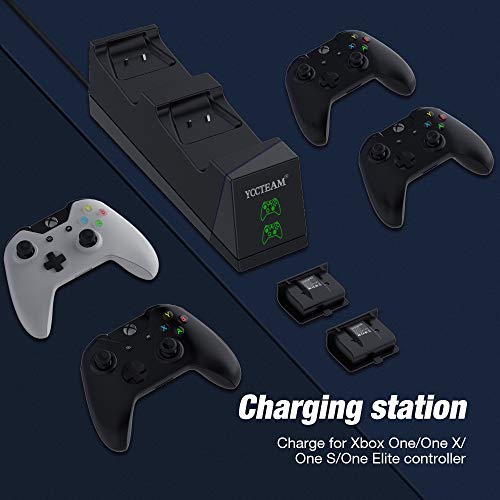 Controller Charger for Xbox One, Y Team Dual Charging Station for Xbox One/One X/One S/One Elite with 2pcs Rechargeable Battery Pack