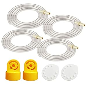Maymom Tubing Compatible with Medela Replacement Tubing (Two Packs, 4 Tubes) 2 Valves and 2 Membranes for Medela Pump in…
