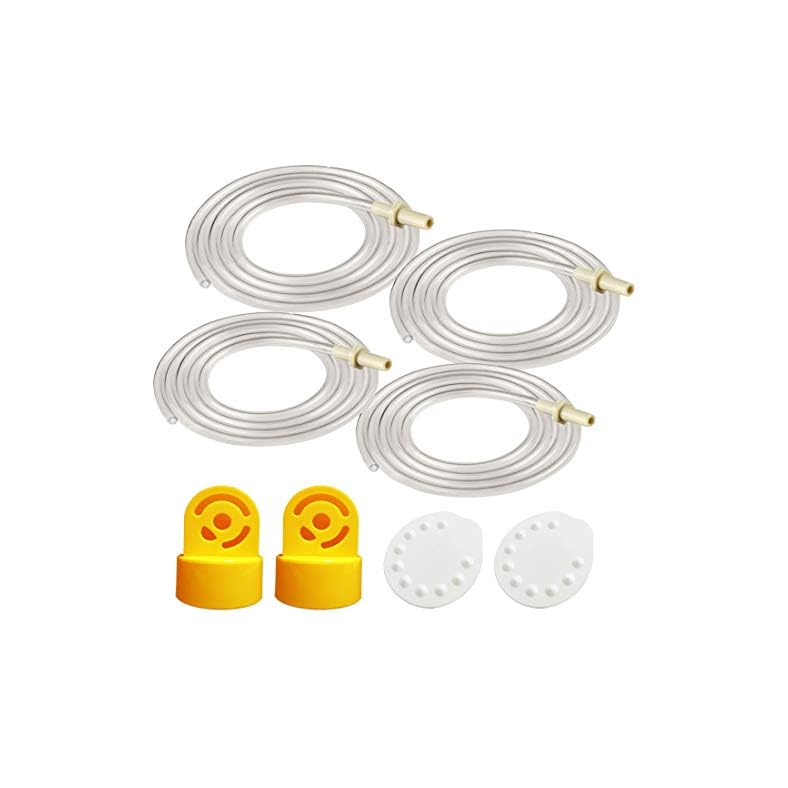 Maymom Tubing Compatible with Medela Replacement Tubing (Two Packs, 4 Tubes) 2 Valves and 2 Membranes for Medela Pump in…