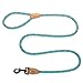 Mile High Life Rope Leash with Genuine Leather Connection, 6 FT/5 FT/4 FT, Heavy Duty Leash for Medium & Large Dogs (Turquoise Green, 72 Inch)