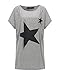 ZANZEA Womens Oversized Baggy Five-point Star Tops Round Neck Tee T-shirt (US 14, Grey)