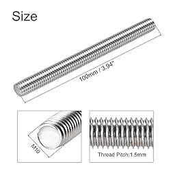 uxcell 5Pcs M10 x 100mm Fully Threaded Rod 304