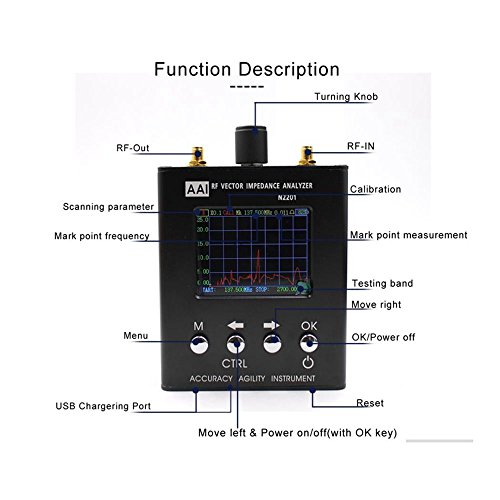 English verison N2201SS 140MHz-2.7GHz UV RF ANT SWR Antenna Analyzer Meter Tester 140MHz - 2.7GHz + Male SMA calibration