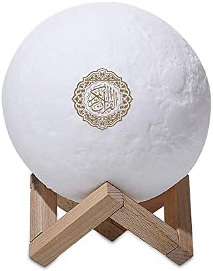 Quran Smart Touch Moon Lights LED Lamp Bluetooth Speaker with Remote Control Rechargeable,Full Recitations of Famous Imams and Quran Translation in Many Languages Including English,Arabic,Urdu&More