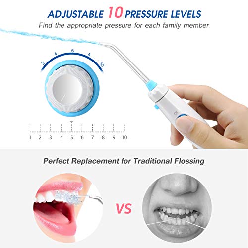 Water Flosser, ELLESYE Oral Irrigator 600ml with 9 Multifunctional Jet Tips, 3 Min Timer, Dental Water Flosser for Braces Care & Teeth Cleaning, Quiet Design for Adults & Kid Use White