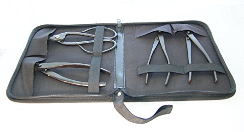 U-nitt 4-pc Bonsai Tool Set Carbon Steel: concave Cutter; Wire Cutter; knob Cutter; Ashinaga Shears: in a Leather Case - Image 7