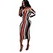 Women's Sexy Striped Off Shoulder Cocktail Party Midi Club Skirt Evening Slim Cocktai Dresses