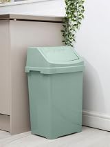 JMS We Create Smile 50 Litre Swing Top Plastic Bin Silver Sage view 3