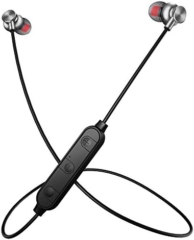 Bluetooth Headphones, LEYOUDY Wireless Headphones Bluetooth V4.1 Magnetic Earbuds with Mic Sport Stereo Headset, Sweatproof Earphones (Silver)