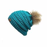 Hatsandscarf CC Exclusives Unisex Ombre Ribbed Confetti Knit Beanie with POM (HAT-43) (Teal)