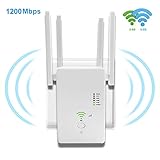 WiFi Range Extender Amplifier Wireless Signal Booster Up to 1200Mbp, 2.4 & 5GHz Dual Band with Repeater/AP/Router/with Access Ethernet Port Easy Set-Up and Usage