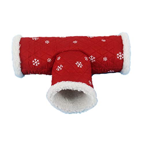 DENTRUN 3 Way Hamster Tunnel Toy Collapsible Cartoon Hideout Bed Nest House Tubes,Playing Hut Gerbil Rat Guinea Pig Chinchilla Squirrel Rabbits,Small Animals Stock, Premium Warm Channel - Thumbnail 2