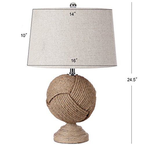 JONATHAN Y JYL1005A Monkey's Fist 24" Knotted Rope LED Table Lamp Cottage,Coastal,Rustic for Bedroom, Living Room, Office, College Dorm, Coffee Table, Bookcase, Brown