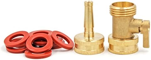 HOBBYS GARTEN Brass Hose Splitter Garden Hose Fitting (Shut-off & 2" Sweeper Nozzle)