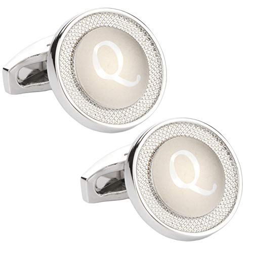 GWD Cufflinks for Men Shirt Premium Quality Personalized Initials Alphabet A-Z Gift Box (Silver Q) - Thumbnail 3