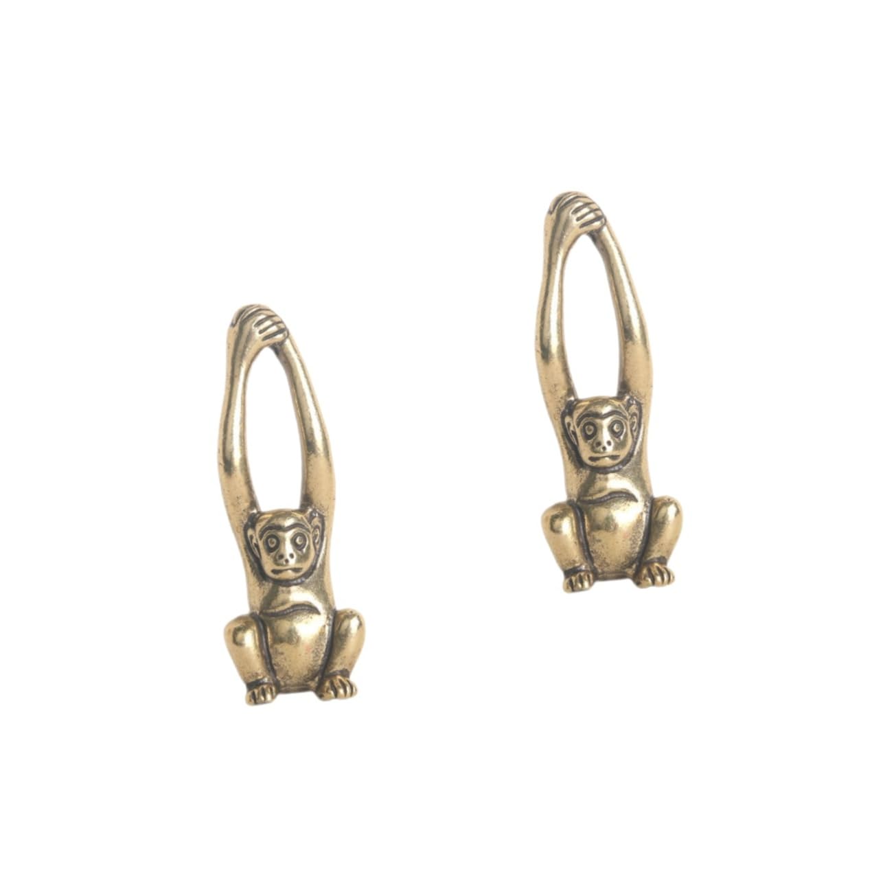 RORPOIR 2Pcs Miniature Gibbon Statue Brass Monkey Figurine Decor Unique Home Accent Realistic Design Housewarming for Animal Lovers