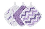 Washcloths - 3 Pack - Cozy Baby Washcloths - Purple - Muslin Bamboo Washcloths
