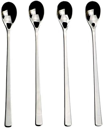 JANKNG 8.6-Inch 18/10 Stainless Steel Long Handle Spoon, Mixing Spoons - Set of 4