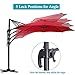 SUPERJARE 10 Ft Offset Hanging Umbrella, Crank Lift & 5 Lock Positions, 360° Rotation, Outdoor Patio Cantilever with Tilt Canopy - Red