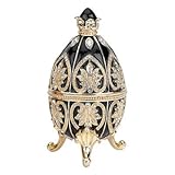 Design Toscano Alexander Palace Collection: Nevsky Romanov Style Collectible Enameled Egg, 4 Inch, Pewter, Black and Gold