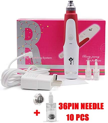 Electric Auto Stamp Derma Pen Microneedle Dermapen for Face Body Anti-Aging Skin Care Device with 10pcs 36Pin Needles Cartridges