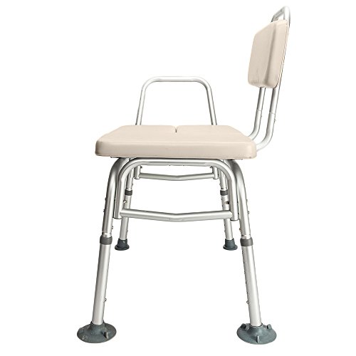 Azadx Bath Chair, Adjustable Handicap Shower Chair Seat Bench Transfer Bench with Arms and Backs, 3 Blow Molding Plates Aluminium Alloy for Seniors Elderly Baby Bathtub Lift Chair (Type2 White) - Thumbnail 2