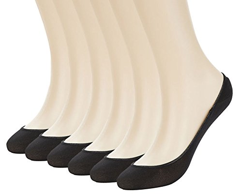 Women’s No Show Liner Socks 6 Pairs Casual Low Cut Invisible Non-Slip Socks for Loafer Flat-Hei