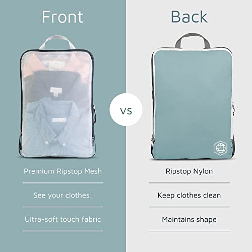 Large Packing Cube Set with See Through Mesh Compression Packing Cubes