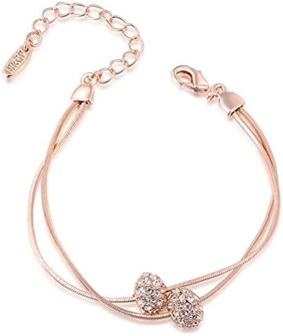 Silver and Rose Gold Diamond Bead Bracelet